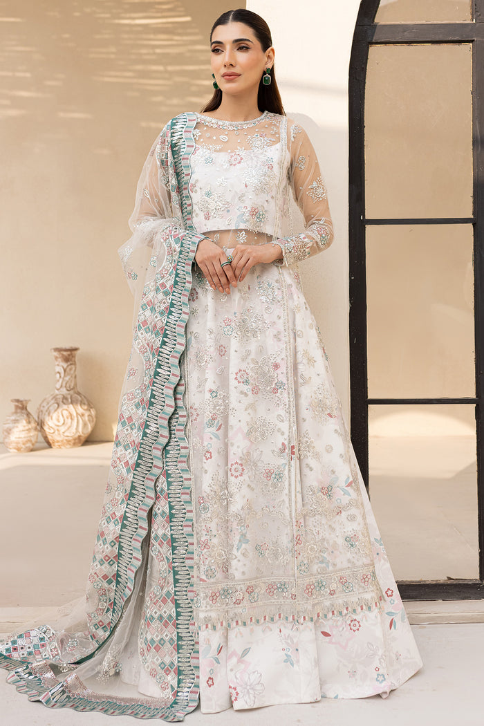 Farasha LU ZELLA Embroidered Net Unstitched 3Pc Suit D-05 MOONLIGHT MIST