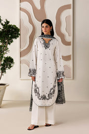 Farasha Summer Melody Embroidered Lawn Unstitched 3Pc Suit - Moonlight White