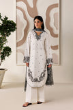 Farasha Summer Melody Embroidered Lawn Unstitched 3Pc Suit - Moonlight White