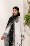 Farasha Summer Melody Embroidered Lawn Unstitched 3Pc Suit - Moonlight White