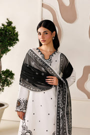 Farasha Summer Melody Embroidered Lawn Unstitched 3Pc Suit - Moonlight White