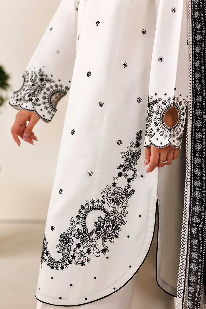 Farasha Summer Melody Embroidered Lawn Unstitched 3Pc Suit - Moonlight White