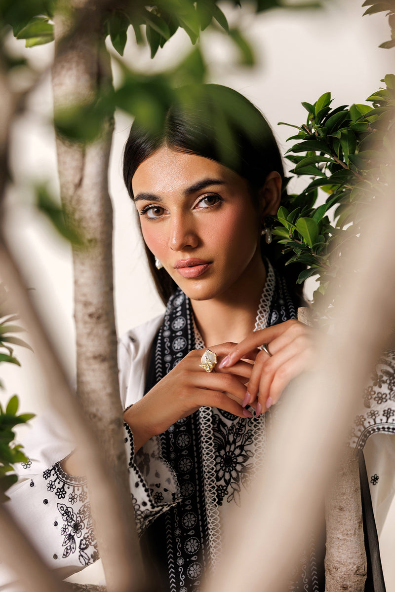 Farasha Summer Melody Embroidered Lawn Unstitched 3Pc Suit - Moonlight White