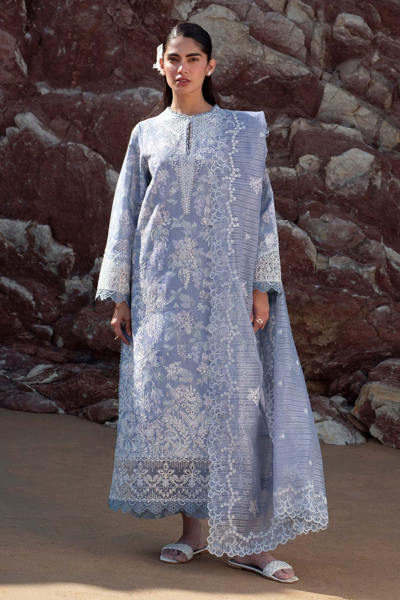 Afrozeh Summer Together Embroidered Lawn Unstitched 3Pc Suit - MOONLIGHТ