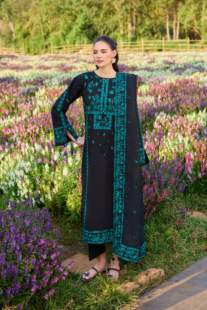 Farasha Summer Weaves Embroidered Lawn Unstitched 3Pc Suit - Moonlit Flora