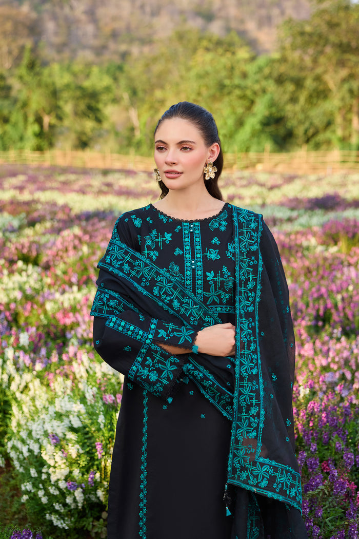 Farasha Summer Weaves Embroidered Lawn Unstitched 3Pc Suit - Moonlit Flora