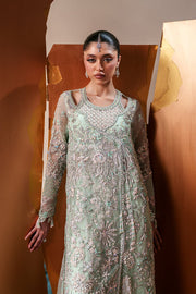 Emaan Adeel Starlit Jewels Unstitched Organza 3Pc Suit - Moonstone Gleam