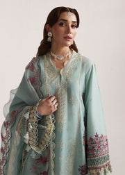 Hussain Rehar Embroidered Luxury Lawn Unstitched 3Pc Suit D-01 MORAINE