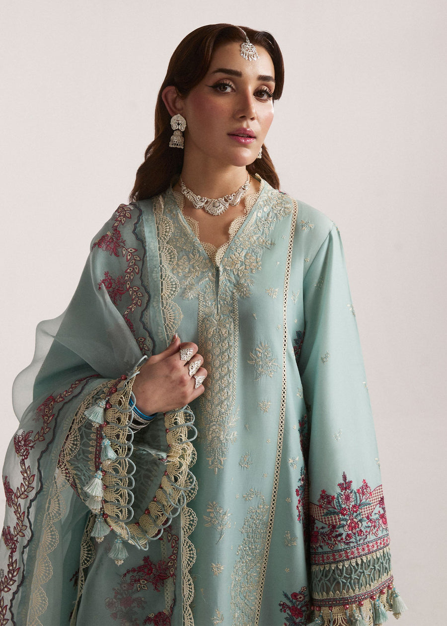 Hussain Rehar Embroidered Luxury Lawn Unstitched 3Pc Suit D-01 MORAINE