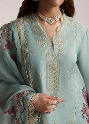 Hussain Rehar Embroidered Luxury Lawn Unstitched 3Pc Suit D-01 MORAINE