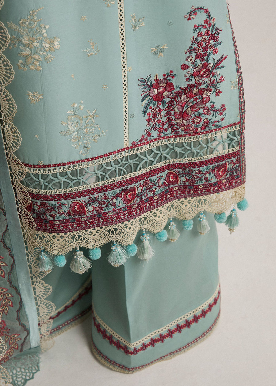 Hussain Rehar Embroidered Luxury Lawn Unstitched 3Pc Suit D-01 MORAINE