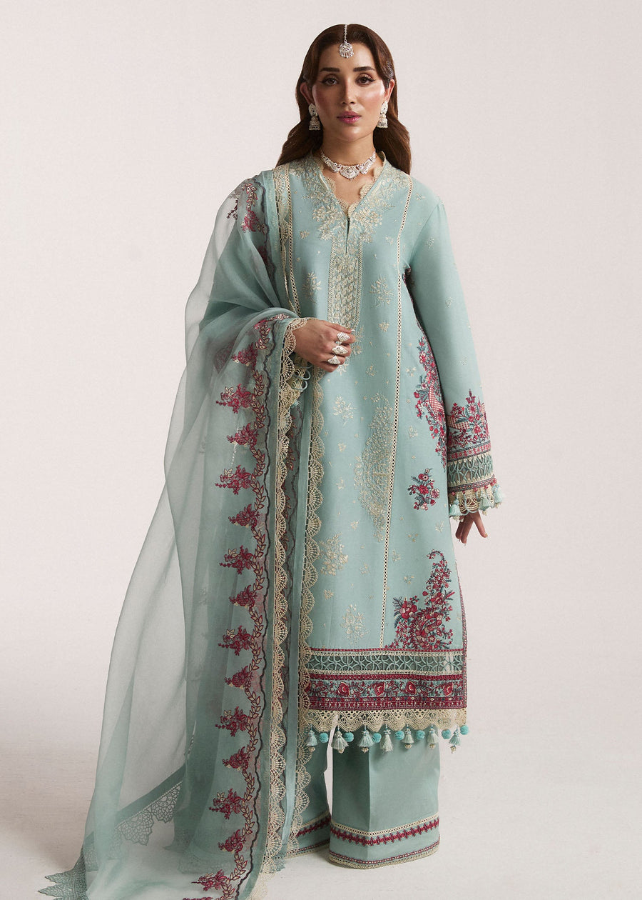Hussain Rehar Embroidered Luxury Lawn Unstitched 3Pc Suit D-01 MORAINE