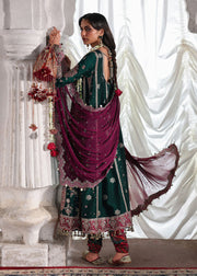 Hussain Rehar Festive Embroidered Korean Raw Silk Unstitched 3Pc Suit - Morni