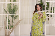 Feathers Premium Whisper of Elan Unstitched Lawn 3Pc Suit Morning Matcha-FT669