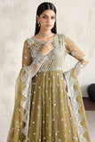 Farasha Embroidered Luxury Chiffon Unstitched 3Pc Suit - Moss Whisper