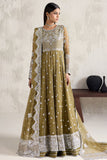 Farasha Embroidered Luxury Chiffon Unstitched 3Pc Suit - Moss Whisper