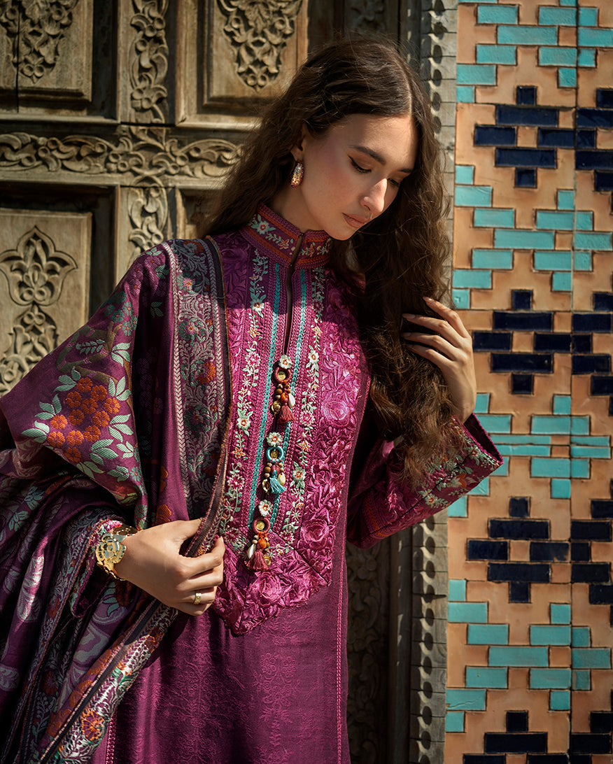 Mushq Broadway Embroidered Jacquard Unstitched 3Pc Suit - Mosaic Reverie