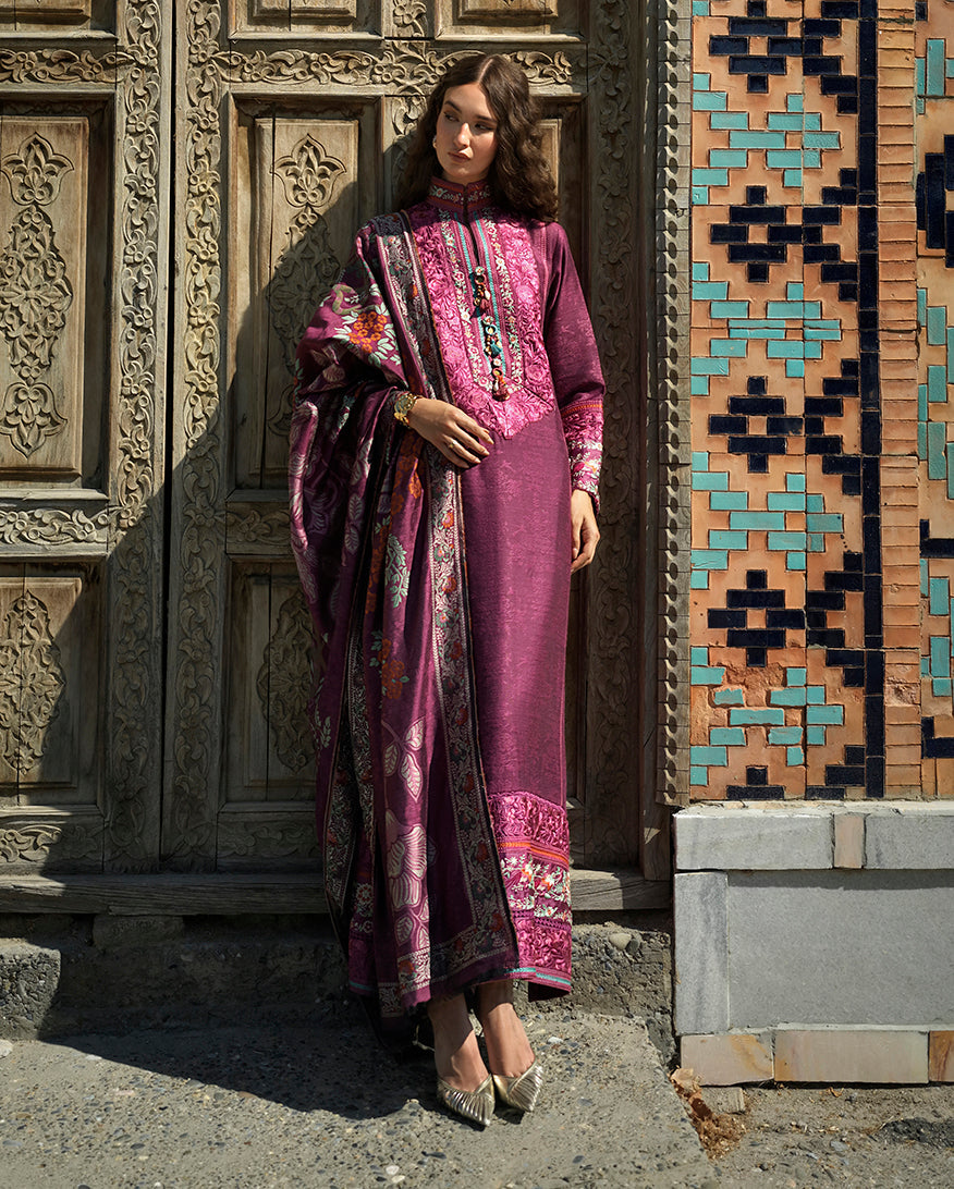 Mushq Broadway Embroidered Jacquard Unstitched 3Pc Suit - Mosaic Reverie