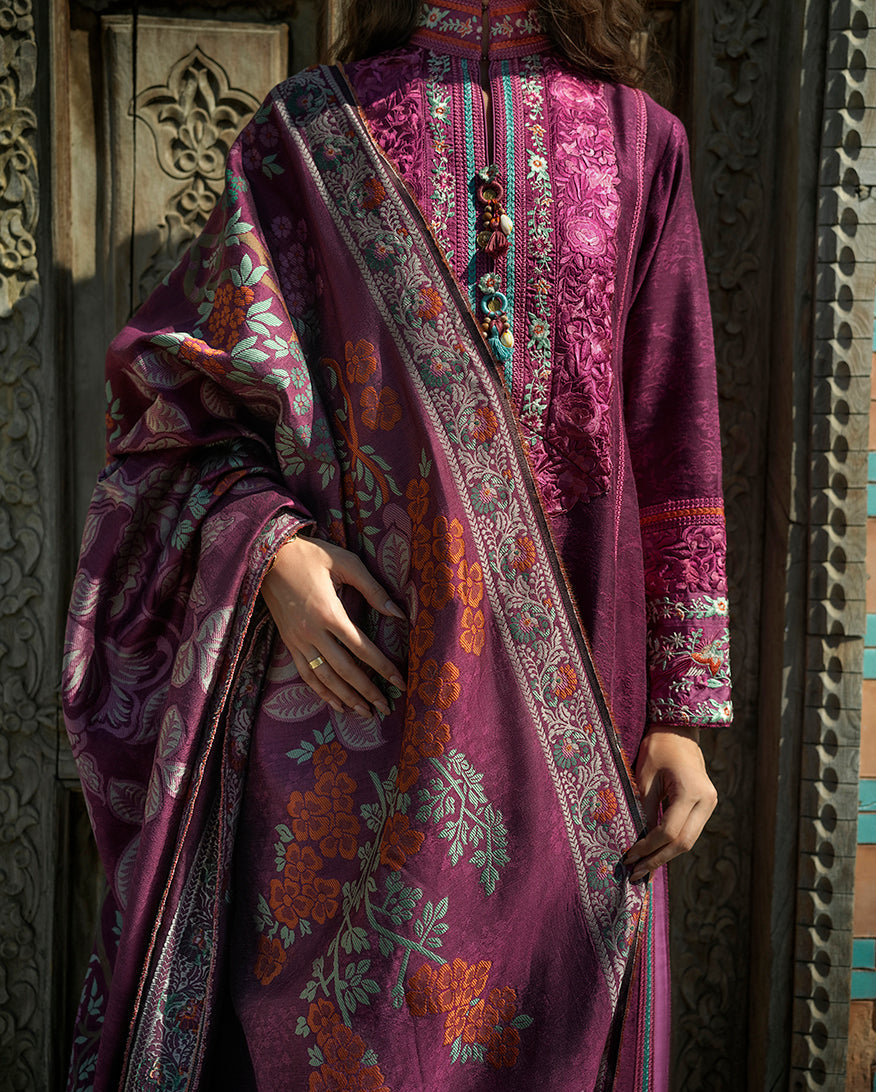Mushq Broadway Embroidered Jacquard Unstitched 3Pc Suit - Mosaic Reverie