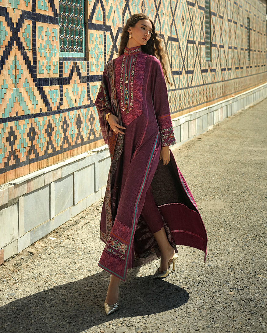 Mushq Broadway Embroidered Jacquard Unstitched 3Pc Suit - Mosaic Reverie