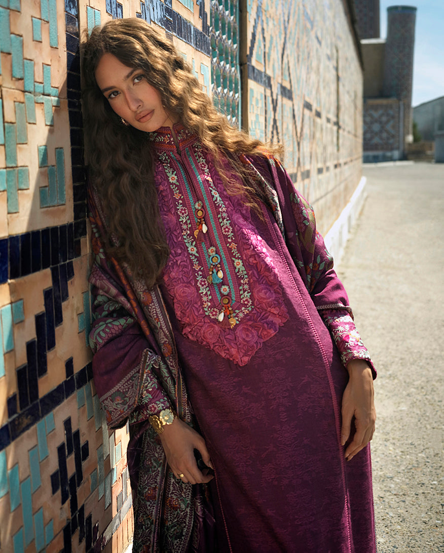 Mushq Broadway Embroidered Jacquard Unstitched 3Pc Suit - Mosaic Reverie
