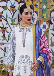 Hussain Rehar Nirmal Unstitched Embroidered Lawn 3Pc Suit - Motia