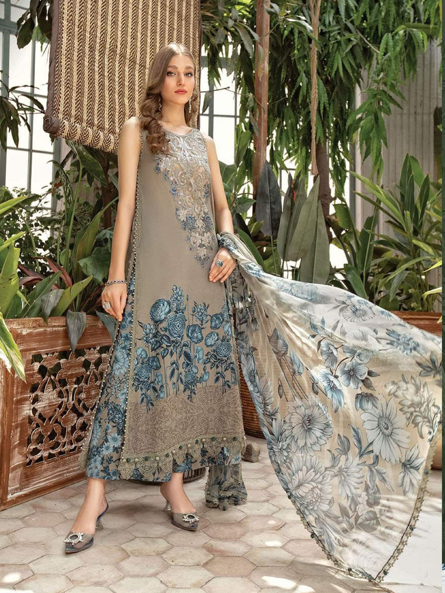 Maria.B M.Prints Unstitched Embroidered Lawn 3Pc Suit MPT-1809-A