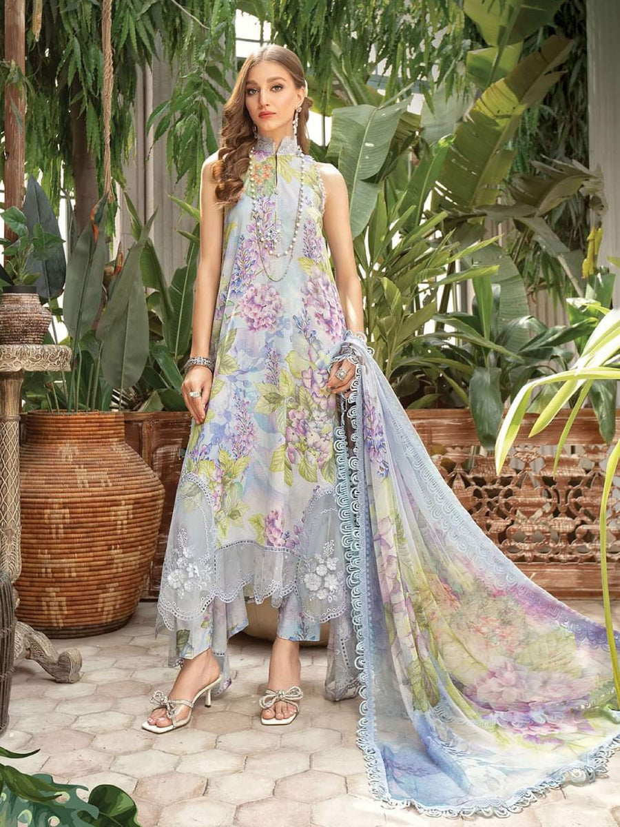 Maria.B M.Prints Unstitched Embroidered Lawn 3Pc Suit MPT-1801-B