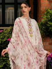 Hemline Odyssey by Mushq Embroidered Lawn Unstitched 3Pc Suit - Mocha Muse