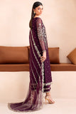 Farasha Luxury Formal Embroidered Chiffon Unstitched 3Pc Suit - Mulberry