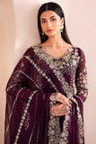 Farasha Luxury Formal Embroidered Chiffon Unstitched 3Pc Suit - Mulberry