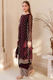 Farasha Luxury Formal Embroidered Chiffon Unstitched 3Pc Suit - Mulberry Glaze