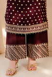 Farasha Luxury Formal Embroidered Chiffon Unstitched 3Pc Suit - Mulberry Glaze