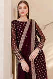 Farasha Luxury Formal Embroidered Chiffon Unstitched 3Pc Suit - Mulberry Glaze
