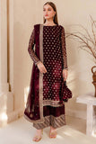 Farasha Luxury Formal Embroidered Chiffon Unstitched 3Pc Suit - Mulberry Glaze