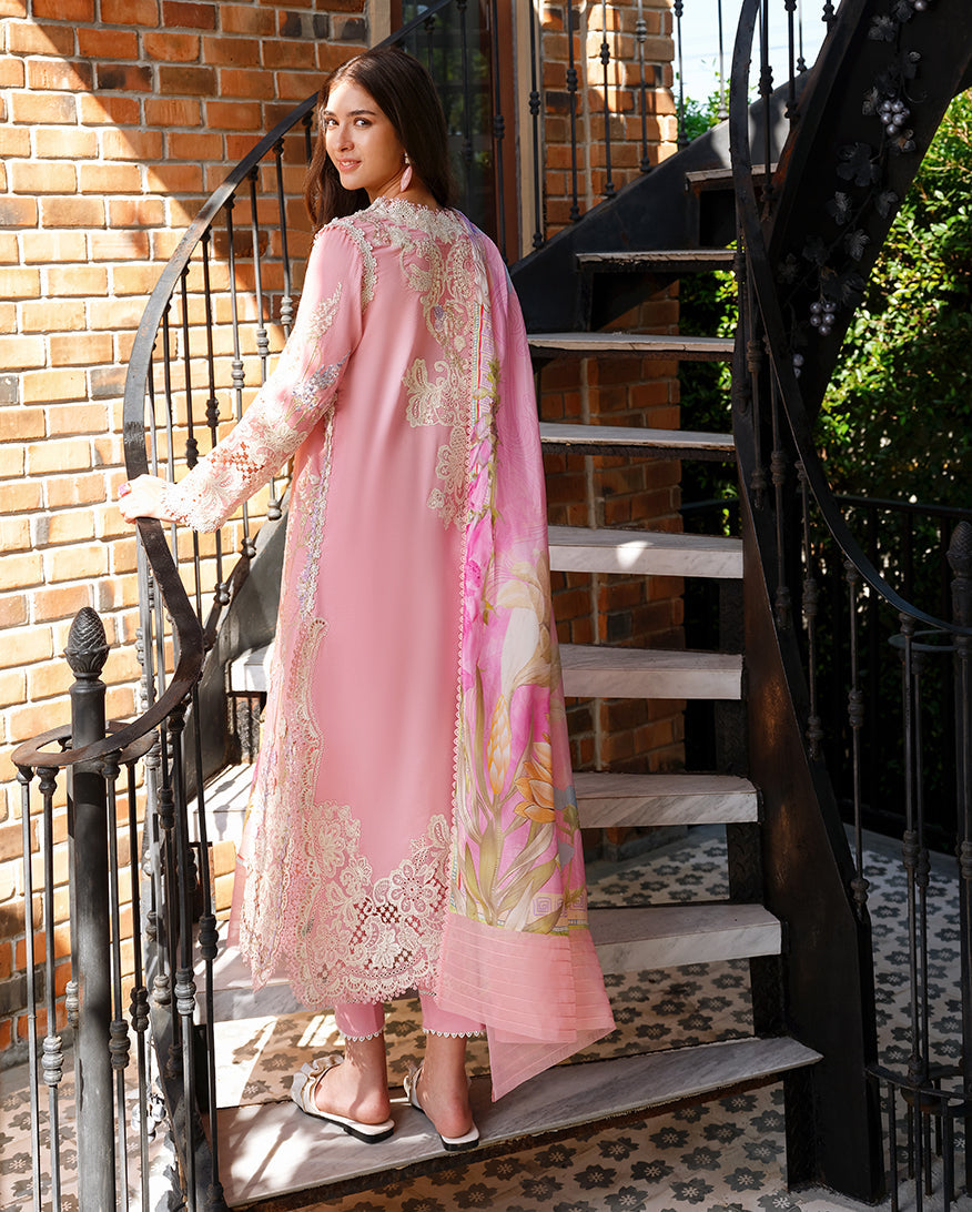 Mushq A Moi Chikan Embroidered Lawn Unstitched 3Pc Suit - Silent Vows