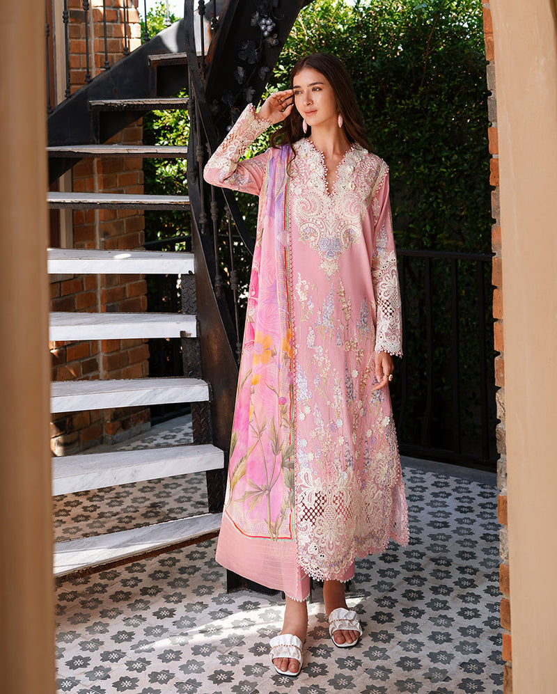 Mushq A Moi Chikan Embroidered Lawn Unstitched 3Pc Suit - Silent Vows