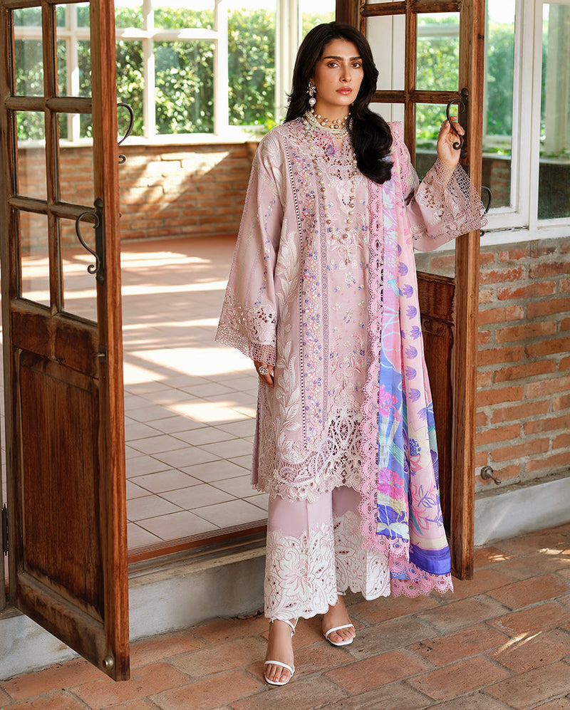 Mushq A Moi Chikan Embroidered Lawn Unstitched 3Pc Suit - Opulent Whisper