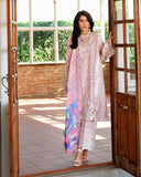 Mushq A Moi Chikan Embroidered Lawn Unstitched 3Pc Suit - Opulent Whisper