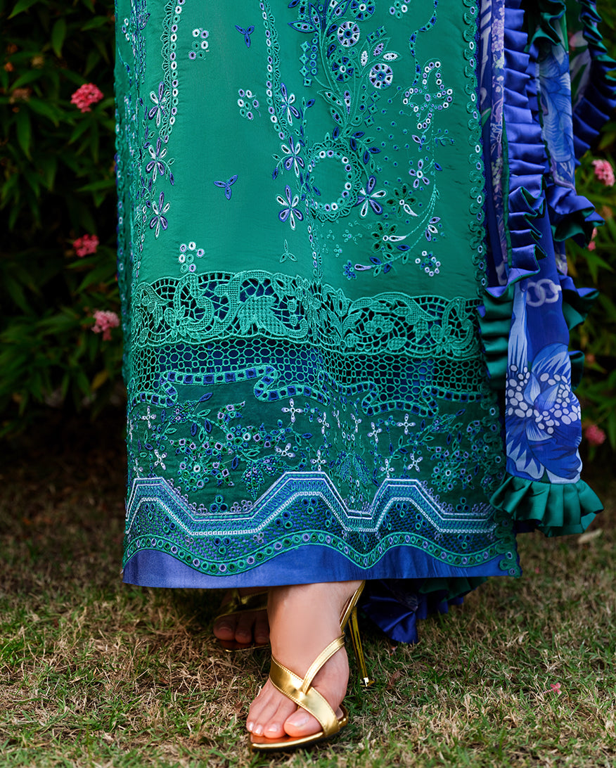 Mushq A Moi Chikan Embroidered Lawn Unstitched 3Pc Suit - Blooming Romance