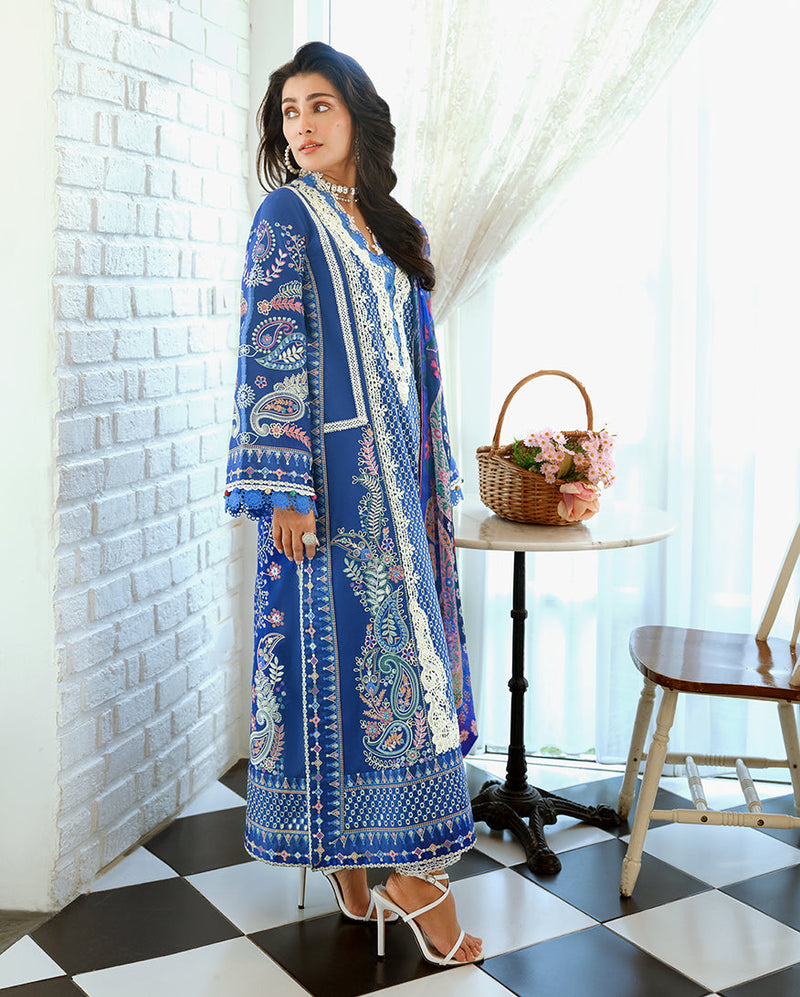 Mushq A Moi Chikan Embroidered Lawn Unstitched 3Pc Suit - Moonlit Dreams