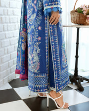 Mushq A Moi Chikan Embroidered Lawn Unstitched 3Pc Suit - Moonlit Dreams