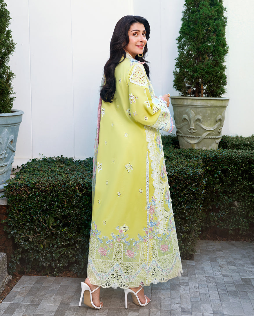 Mushq A Moi Chikan Embroidered Lawn Unstitched 3Pc Suit - Tender Whisper