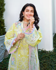 Mushq A Moi Chikan Embroidered Lawn Unstitched 3Pc Suit - Tender Whisper