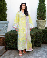 Mushq A Moi Chikan Embroidered Lawn Unstitched 3Pc Suit - Tender Whisper