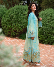 Mushq A Moi Chikan Embroidered Lawn Unstitched 3Pc Suit - Whispering Winds