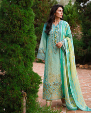 Mushq A Moi Chikan Embroidered Lawn Unstitched 3Pc Suit - Whispering Winds