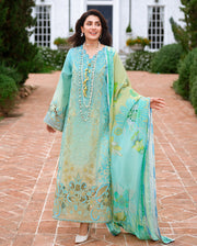 Mushq A Moi Chikan Embroidered Lawn Unstitched 3Pc Suit - Whispering Winds