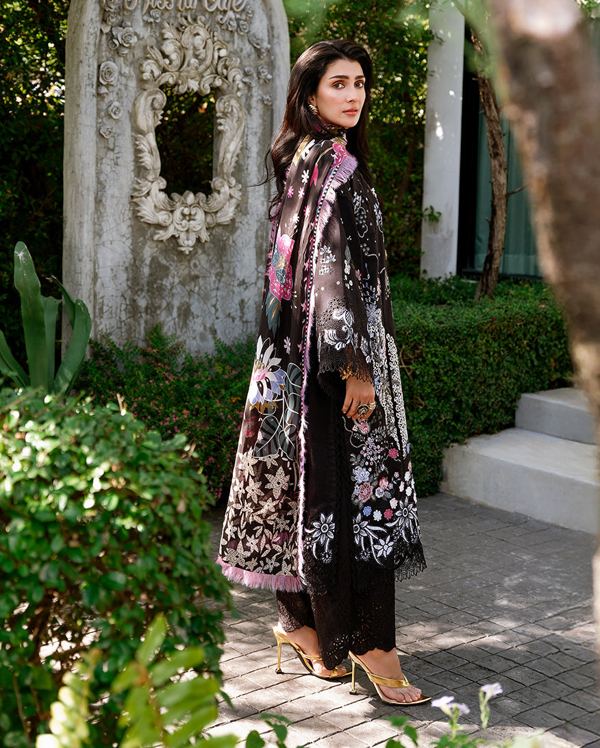 Mushq A Moi Chikan Embroidered Lawn Unstitched 3Pc Suit - Gentle Breeze