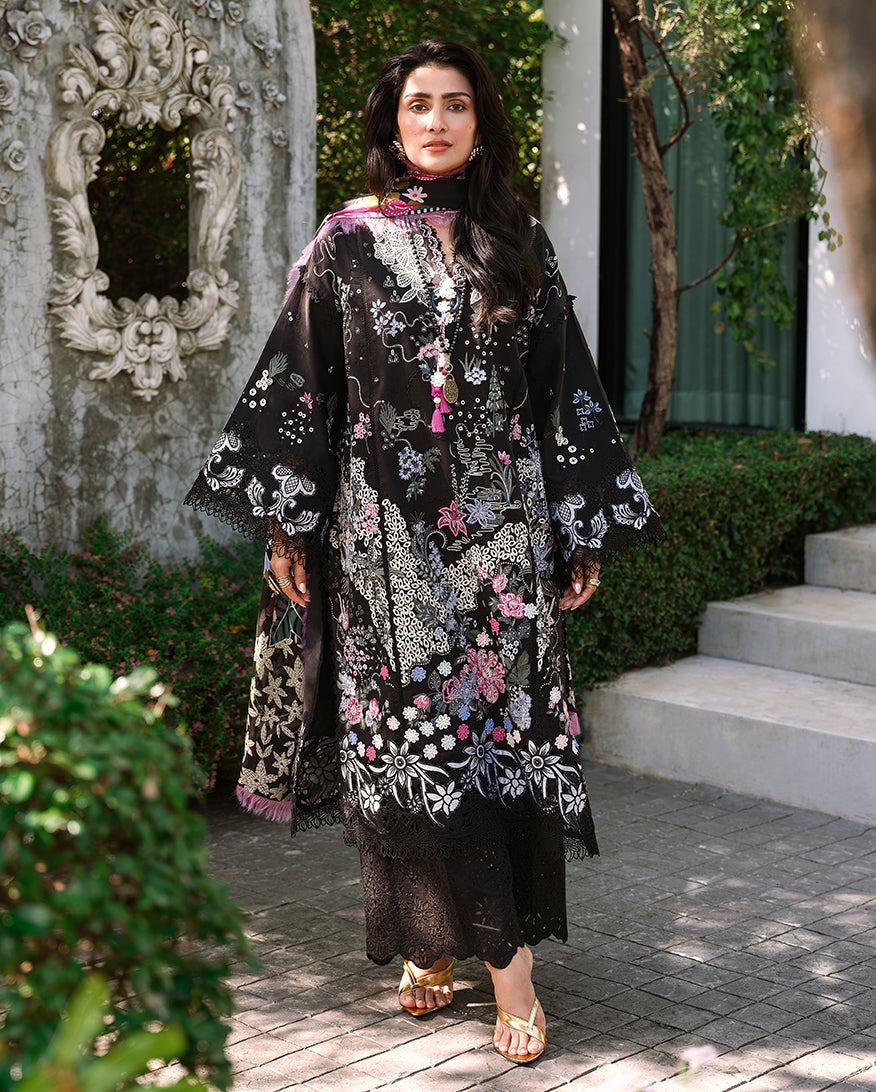 Mushq A Moi Chikan Embroidered Lawn Unstitched 3Pc Suit - Gentle Breeze